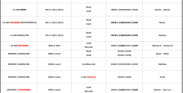 Horaires Entraînements